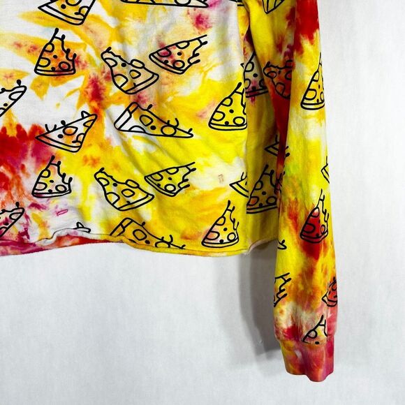 On Fire Large Hoodie Pizza Pizzazz Tie Dye All Over‎ Print Yellow Red 1015 - Picture 10 of 12